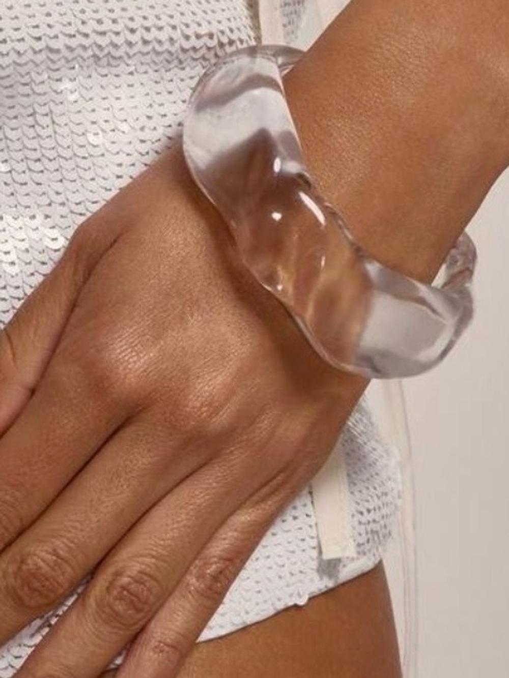 Clear Resin Sculptural Bangle Bracelet